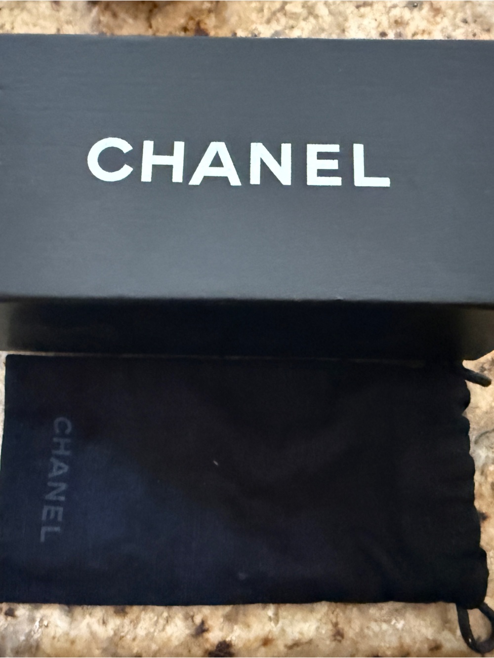 CHANEL Black and White Box with Black Branded Pouch